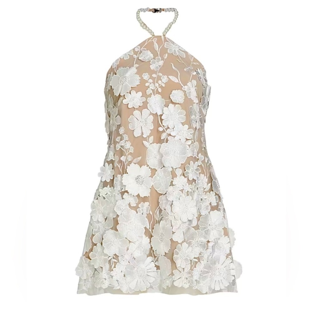 Elliatt Floral 3D Mini Dress - White and Cream Callista Dress